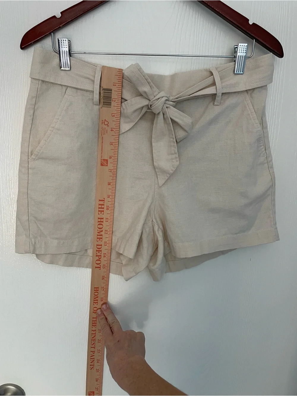 J.Crew Linen Cotton Tie Waist Shorts Natural Beige Size 10